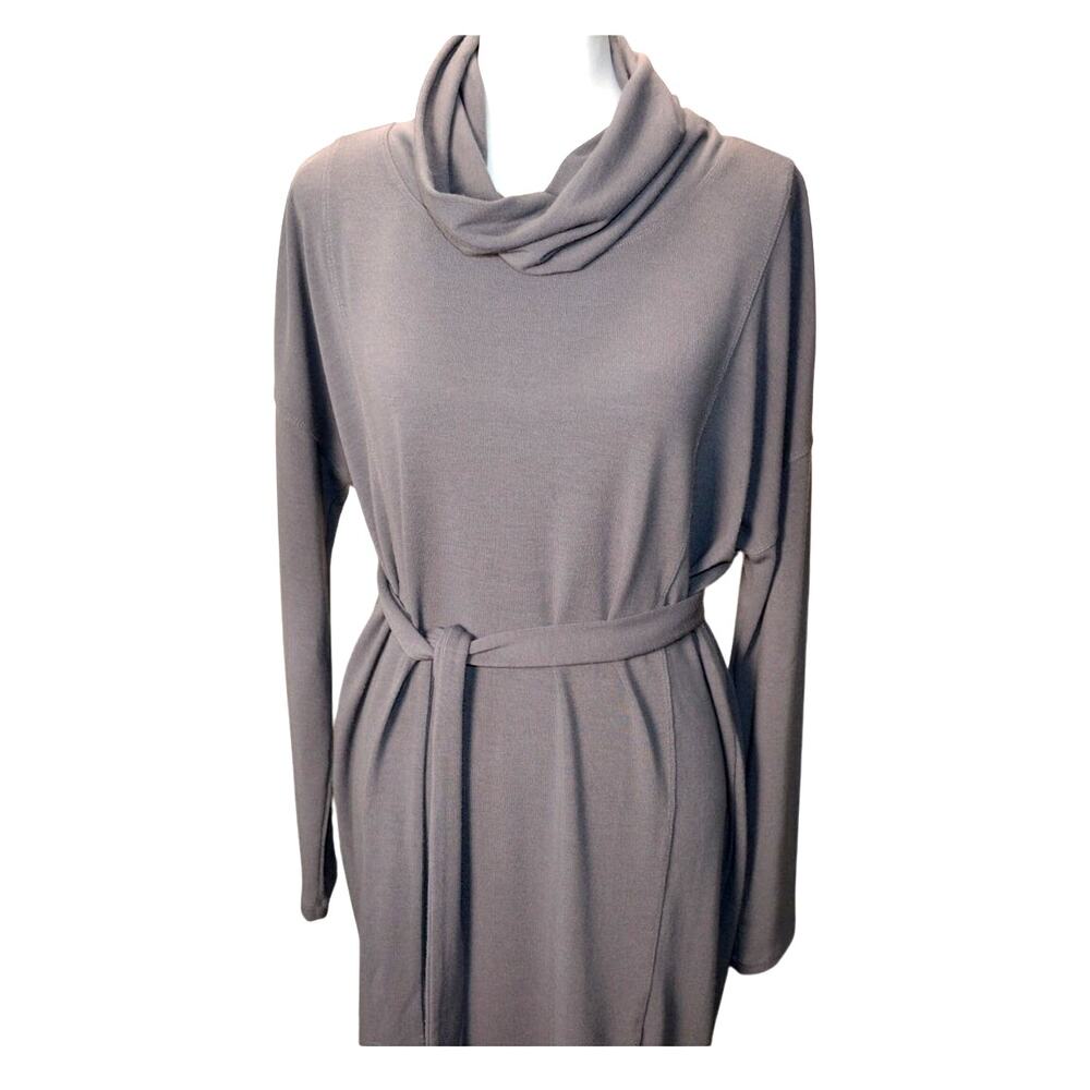 CAbi Cowl Neck Tunic‎ Sweater Dress Blue Gray Long Sleeve Neutral Staple Medium